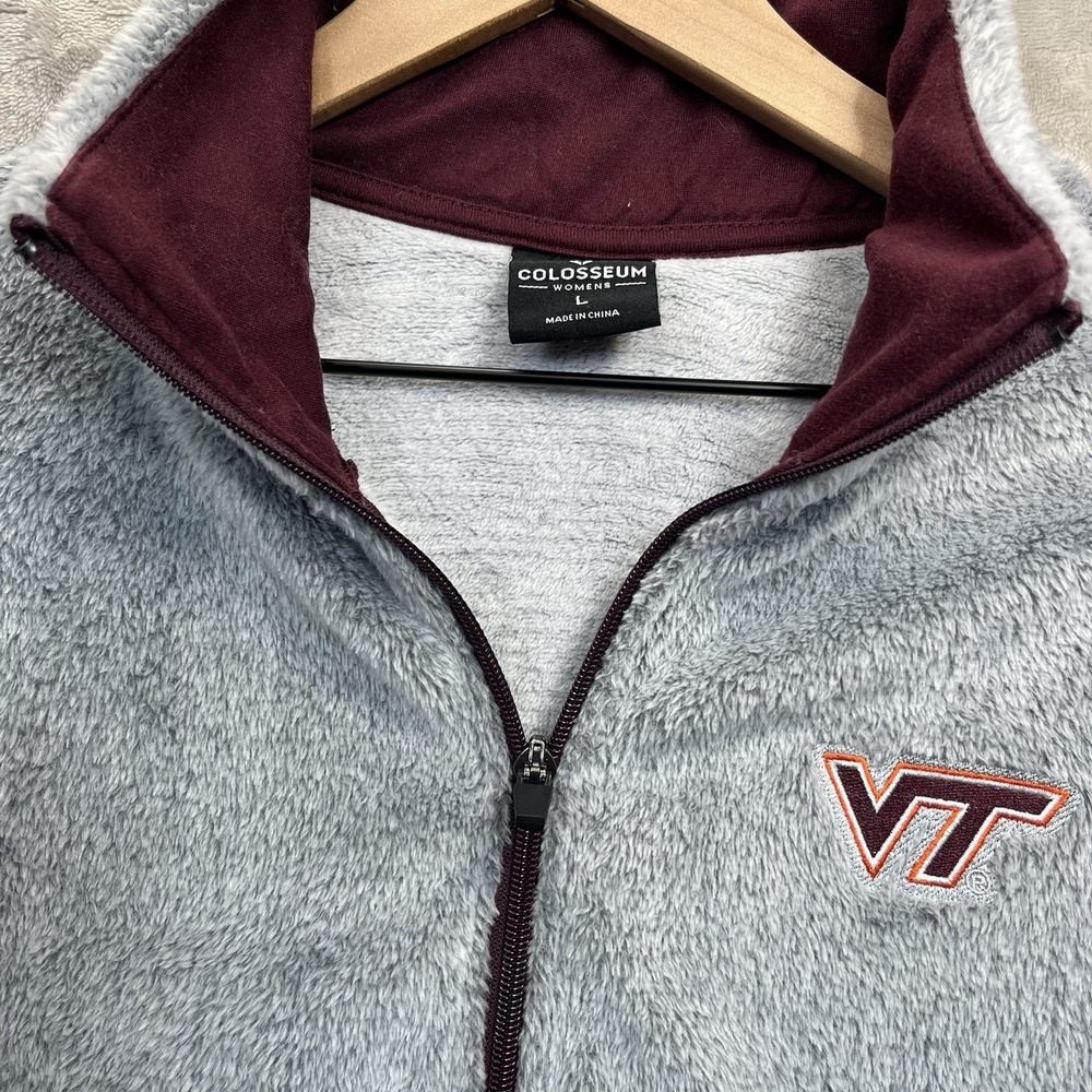 Colosseum Virginia Tech Pullover Women L Fleece 1/4 Zip‎ Hokies NEW